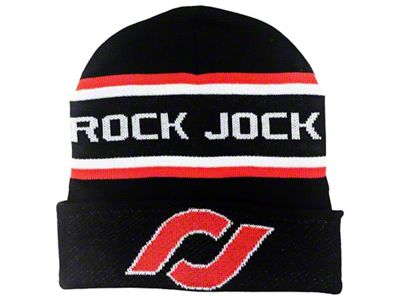 RockJock Beanie Black w/ Red and White Logos and Stripes One Size Fits All