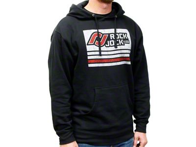 RockJock Hoodie Sweatshirt w/ Distressed Logo Black Large Print on Front