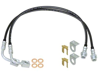 RockJock JK Braided Brake Hose Kit 23.5in Long - CE-9807FBLK