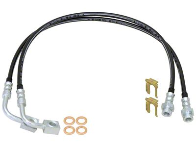 RockJock JK Rear Braided Brake Hose Kit 25.5in Long - CE-9807RBLK