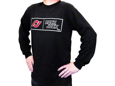 RockJock Long Sleeve T-Shirt w/ Rectangle Logo Black XL Print on the Front