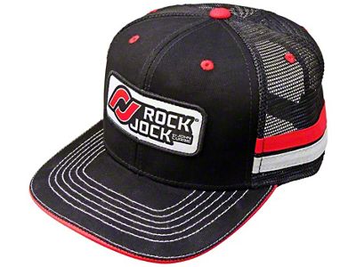 RockJock Retro Hat w/ Stripes and Patch. Mesh Back Adjustable