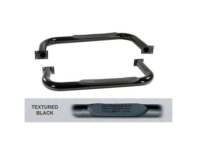 Rugged Ridge 3in Round Tube Side Steps Black 76-86 Jeep - 11591.02