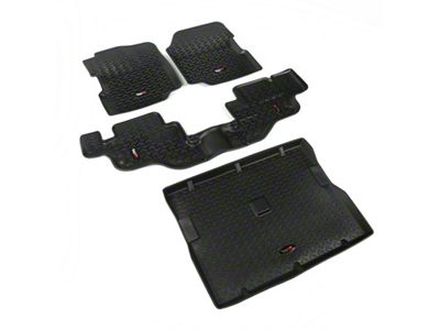 Rugged Ridge Floor Liner Front/Rear/Cargo Black 1976-1995 Jeep Wrangler / - 12988.09