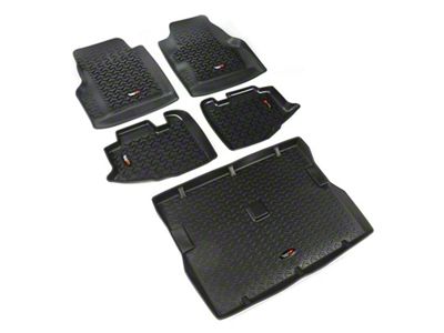 Rugged Ridge Floor Liner Front/Rear/Cargo Black 1997-2006 Jeep Wrangler TJ - 12988.10