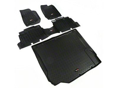 Rugged Ridge Floor Liner Front/Rear/Cargo Black 2007-2010 Jeep Wrangler JK - 12988.01