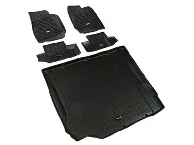 Rugged Ridge Floor Liner Front/Rear/Cargo Black 2007-2010 Jeep Wrangler JK - 12988.02
