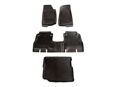 Rugged Ridge Floor Liner Front/Rear/Cargo Black 18-21 Jeep Wrangler JL - 12988.05