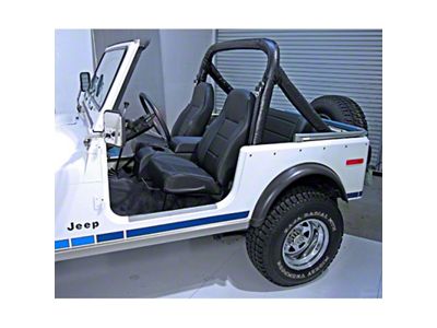 Rugged Ridge High-Back Front Seat Non-Recline Black Denim 76-02 CJ& - 13401.15