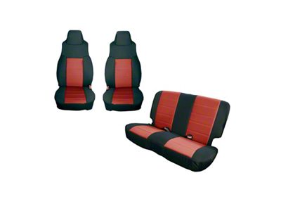 Rugged Ridge Seat Cover Kit Black/Red 03-06 Jeep Wrangler TJ - 13293.53