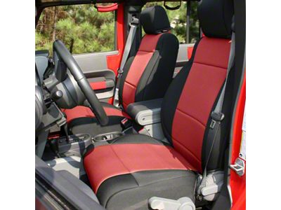 Rugged Ridge Seat Cover Kit Black/Red 07-10 Jeep Wrangler JK - 13295.53