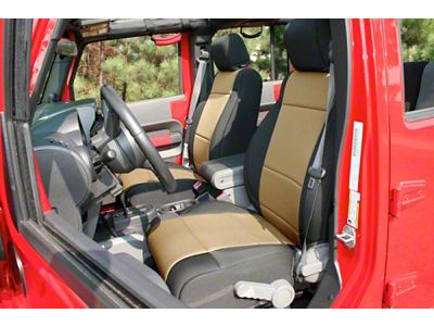 Rugged Ridge Seat Cover Kit Black/Tan 11-18 Jeep Wrangler JK - 13296.04