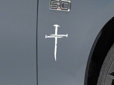 SEC10 Cross of Nails Decal; White (Universal; Some Adaptation May Be Required)