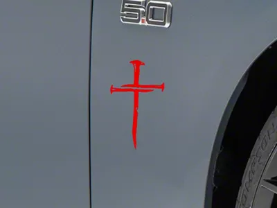 SEC10 Cross of Nails Decal; Red (Universal; Some Adaptation May Be Required)