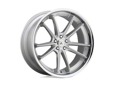 Asanti Sigma Brushed Silver with Chrome Lip 4-Wheel Kit; 20x10.5; 38mm Offset