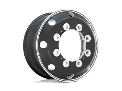 ATX Series Journey Satin Black with Polished Lip 4-Wheel Kit; 22.5x8.25; 144mm Offset