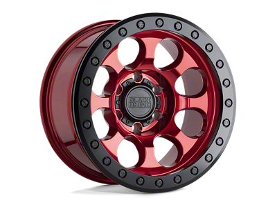 Black Rhino Riot Candy Red with Black Ring 4-Wheel Kit; 17x8.5; 0mm Offset; 6x139.7mm Bolt Pattern; 112.10mm Hub Bore