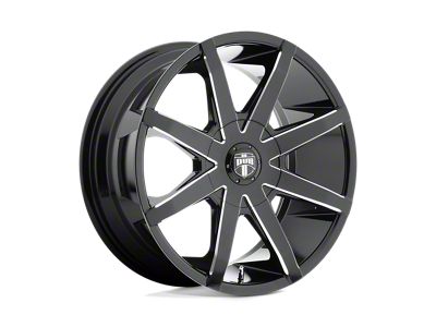 DUB Push Gloss Black Milled 4-Wheel Kit; 20x8.5; 35mm Offset; 5x108/5x114.3mm Bolt Pattern; 72.56mm Hub Bore