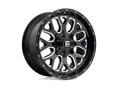 Fuel Wheels Titan Gloss Black Milled 4-Wheel Kit; 20x9; 20mm Offset; 6x135/6x139.7mm Bolt Pattern; 106.10mm Hub Bore