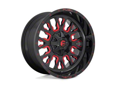 Fuel Wheels Stroke Gloss Black with Red Tinted Clear 4-Wheel Kit; 18x9; 1mm Offset