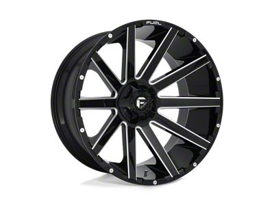 Fuel Wheels Contra Gloss Black Milled 4-Wheel Kit; 24x12; -44mm Offset