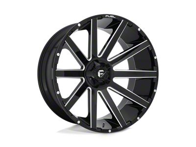 Fuel Wheels Contra Gloss Black Milled 4-Wheel Kit; 26x12; -44mm Offset