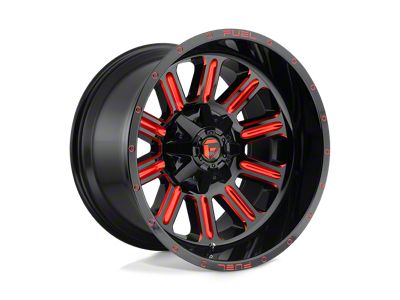 Fuel Wheels Hardline Gloss Black with Red Tinted Clear 4-Wheel Kit; 18x9; 1mm Offset