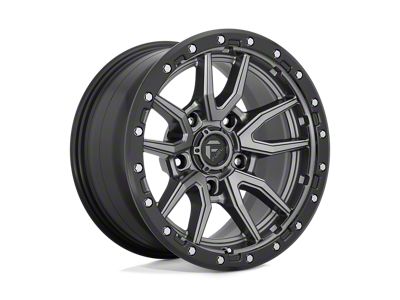 Fuel Wheels Rebel Matte Gunmetal with Black Bead Ring 4-Wheel Kit; 17x9; -12mm Offset; 5x127mm Bolt Pattern; 71.50mm Hub Bore