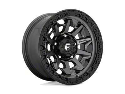 Fuel Wheels Covert Matte Gunmetal with Black Bead Ring 4-Wheel Kit; 18x9; -12mm Offset