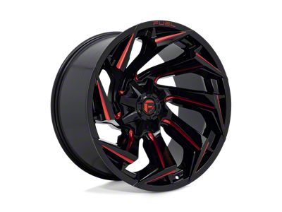 Fuel Wheels Reaction Gloss Black Milled with Red Tint 4-Wheel Kit; 22x12; -44mm Offset