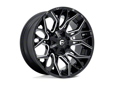 Fuel Wheels Twitch Glossy Black Milled 4-Wheel Kit; 22x10; -18mm Offset