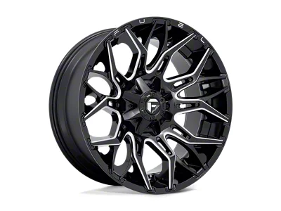 Fuel Wheels Twitch Glossy Black Milled 4-Wheel Kit; 22x10; -18mm Offset