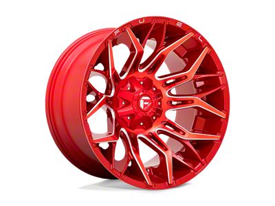 Fuel Wheels Twitch Candy Red Milled 4-Wheel Kit; 22x12; -44mm Offset