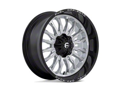 Fuel Wheels Arc Silver Brushed Face with Milled Black Lip 4-Wheel Kit; 22x10; -18mm Offset