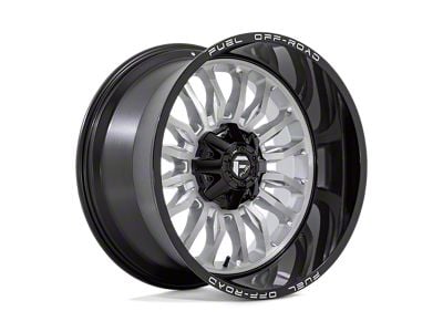 Fuel Wheels Arc Silver Brushed Face with Milled Black Lip 4-Wheel Kit; 22x12; -44mm Offset
