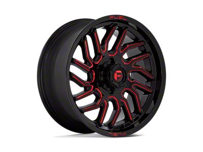 Fuel Wheels Hurricane Gloss Black Milled with Red Tint 4-Wheel Kit; 20x9; 20mm Offset; 6x139.7mm Bolt Pattern; 106.10mm Hub Bore