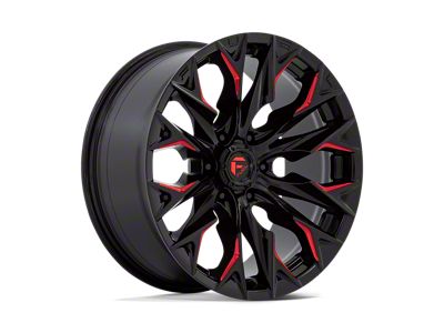Fuel Wheels Flame Gloss Black Milled with Candy Red 4-Wheel Kit; 20x9; 1mm Offset; 6x135mm Bolt Pattern; 87.10mm Hub Bore