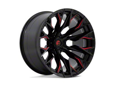 Fuel Wheels Flame Gloss Black Milled with Candy Red 4-Wheel Kit; 22x12; -44mm Offset