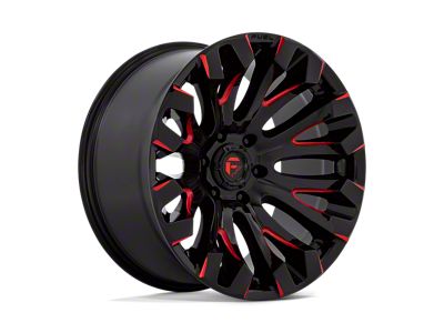 Fuel Wheels Quake Gloss Black Milled with Red Tint 4-Wheel Kit; 20x10; -18mm Offset