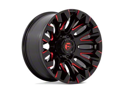 Fuel Wheels Quake Gloss Black Milled with Red Tint 4-Wheel Kit; 20x10; -18mm Offset; 8x165.1mm Bolt Pattern; 125.10mm Hub Bore