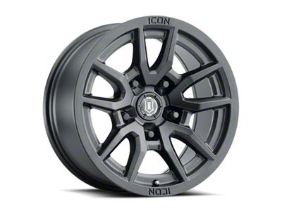 ICON Alloys Vector 5 Satin Black 4-Wheel Kit; 17x8.5; -6mm Offset