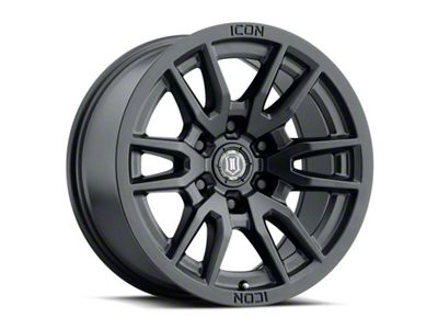 ICON Alloys Vector 6 Satin Black 4-Wheel Kit; 17x8.5; 0mm Offset