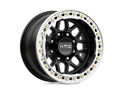 KMC Grenade Crawl Beadlock Satin Black 4-Wheel Kit; 17x9; -38mm Offset; 8x165.1mm Bolt Pattern; 125.10mm Hub Bore