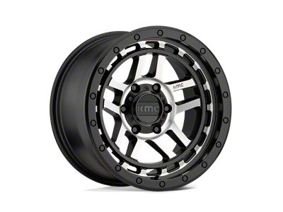 KMC Recon Satin Black Machined 4-Wheel Kit; 18x8.5; 0mm Offset