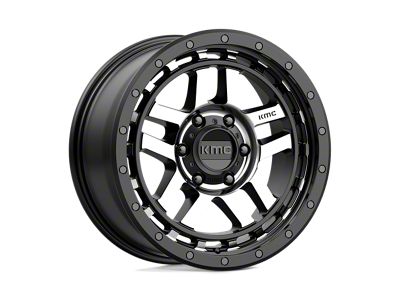 KMC Recon Satin Black Machined 4-Wheel Kit; 18x8.5; 18mm Offset; 6x114.3mm Bolt Pattern; 66.06mm Hub Bore