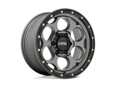 KMC Dirty Harry Satin Gray with Black Lip 4-Wheel Kit; 18x8.5; 18mm Offset