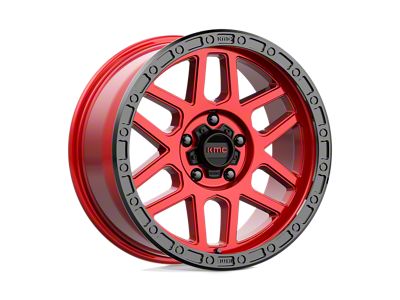 KMC Mesa Candy Red with Black Lip 4-Wheel Kit; 17x9; -12mm Offset; 5x127mm Bolt Pattern; 71.50mm Hub Bore