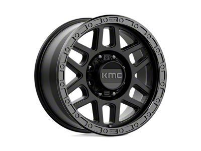 KMC Mesa Satin Black with Gloss Black Lip 4-Wheel Kit; 18x9; 18mm Offset