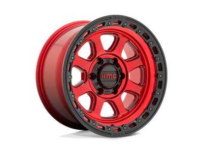 KMC Chase Candy Red with Black Lip 4-Wheel Kit; 20x9; 18mm Offset