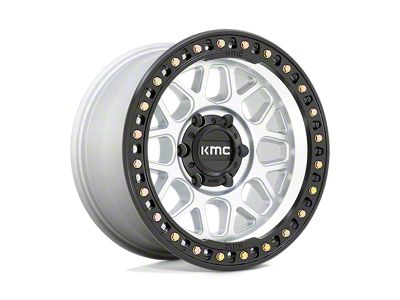 KMC GRS Machined with Satin Black Lip 4-Wheel Kit; 17x9; -12mm Offset